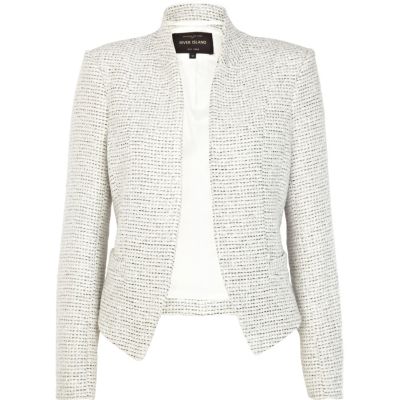 White structured cropped jacket
