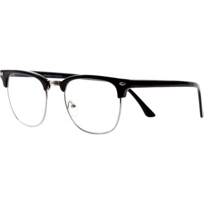 Black retro half frame geek glasses