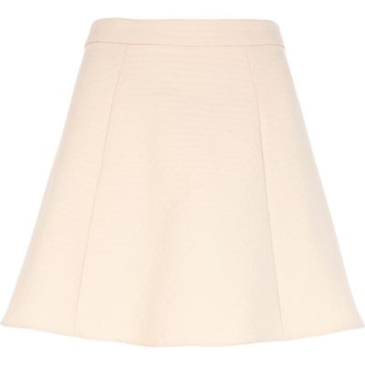 Light pink textured skater skirt