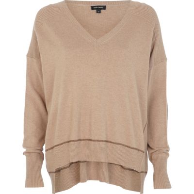Brown elbow patch oversized jumper
