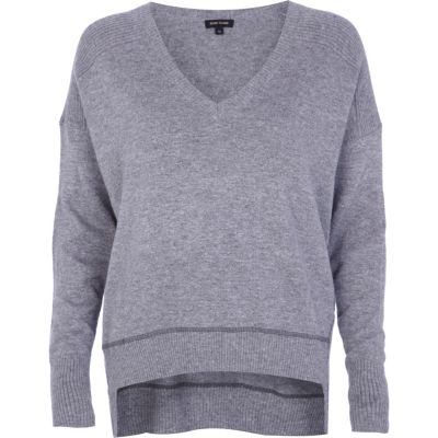 Grey elbow patch oversized jumper