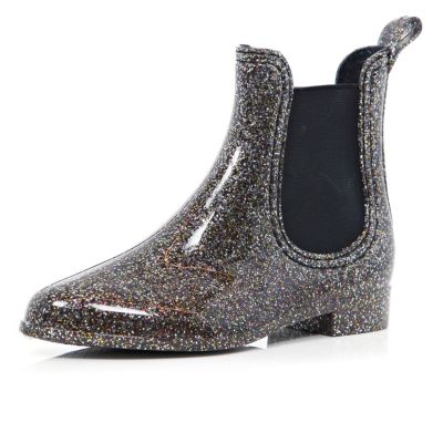 Silver glitter chelsea boot wellies 