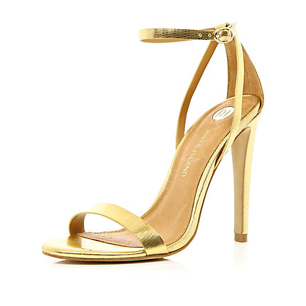 Gold barely there stiletto sandals