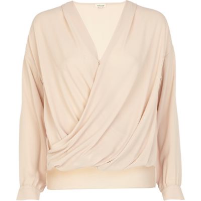 Beige wrap blouse