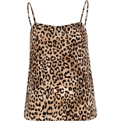 Brown leopard print cami top