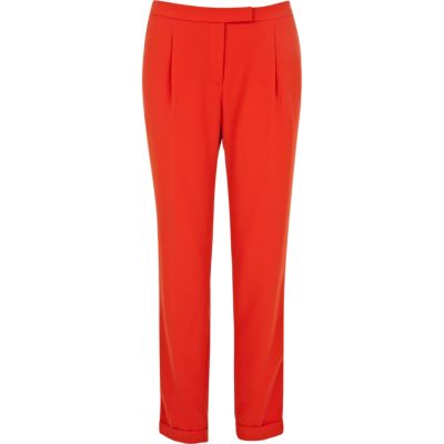 Red tapered smart trousers 