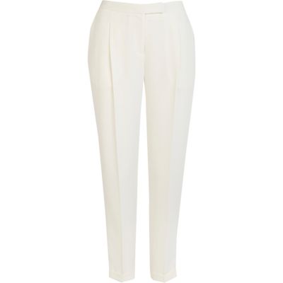 Cream smart tapered trousers 