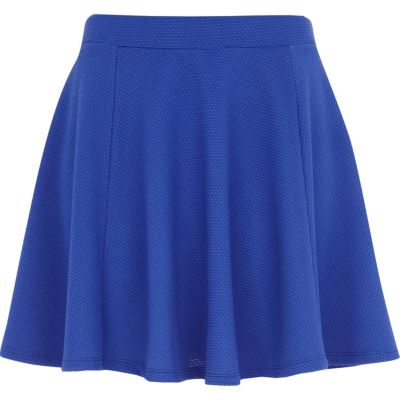 Blue textured skater skirt