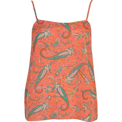 Coral paisley print cami top 