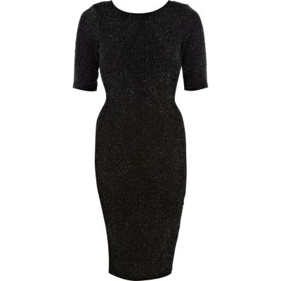 Black sparkle midi dress