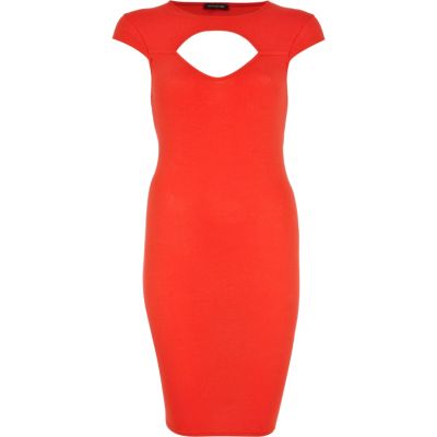 Red sweetheart cut out bodycon dress