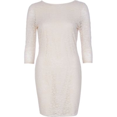 Cream lace bodycon dress
