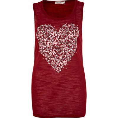 Red embellished heart vest 