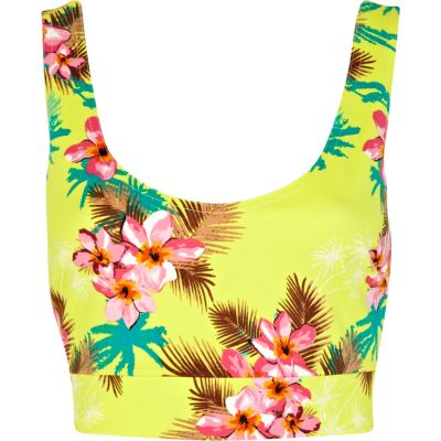 Yellow Hawaiian print bralet