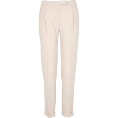 Beige smart tapered trousers 