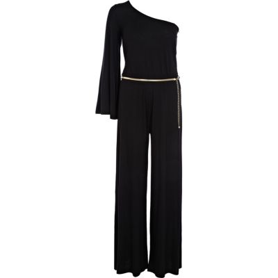 Black Chelsea Girl one shoulder jumpsuit