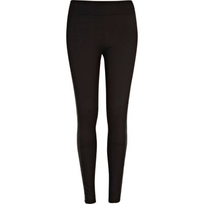 Black motorcross high waisted leggings