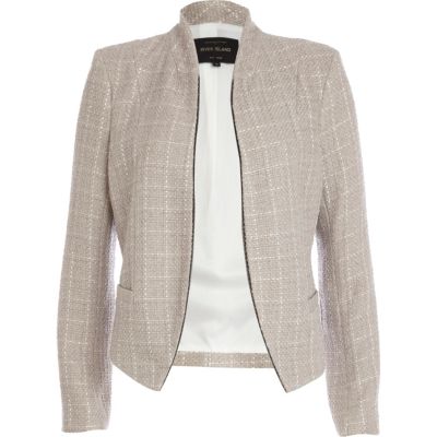 Beige structured cropped jacket