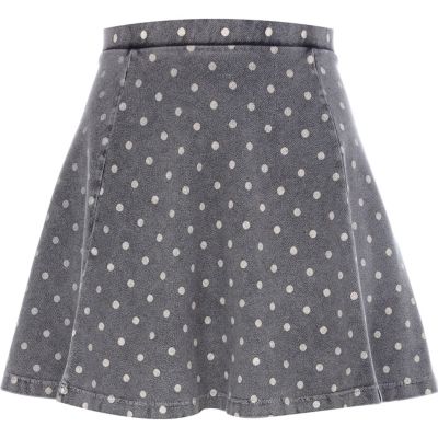 Blue spot skater skirt