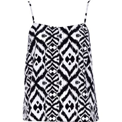 Black and white aztec print cami top