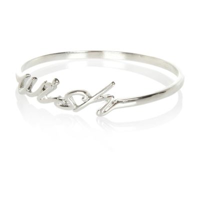 Silver tone wish bangle