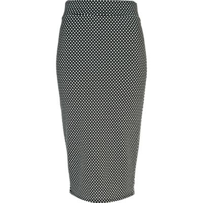 Black and light blue polka dot tube skirt