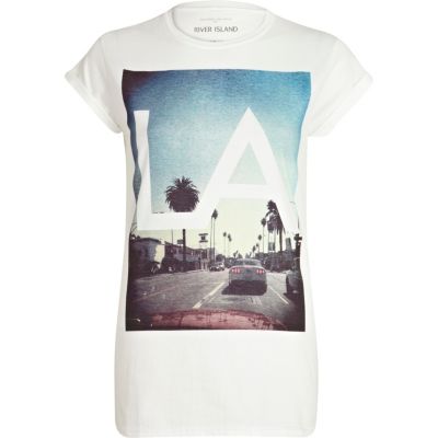 White LA print t-shirt 