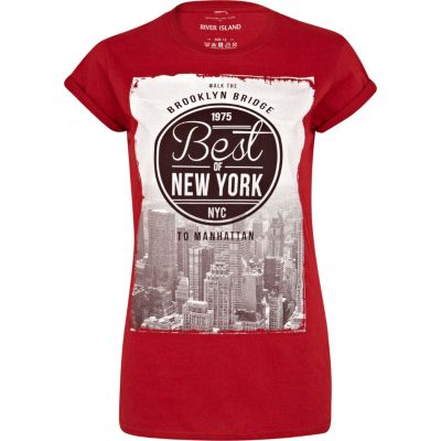 Red best of New York print t-shirt