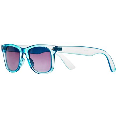 Neon blue transparent retro sunglasses