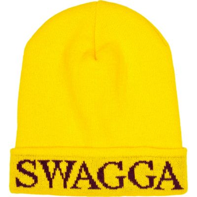 Bright yellow swagga beanie hat