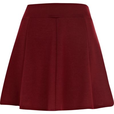 Dark red jersey skater skirt
