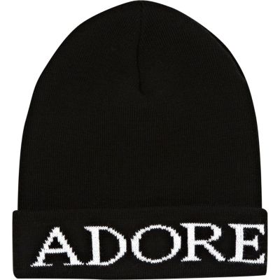 Black adore beanie hat