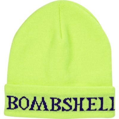 Bright yellow bombshell beanie hat