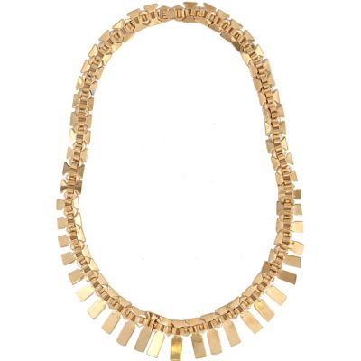 Gold tone flat chain statement necklace