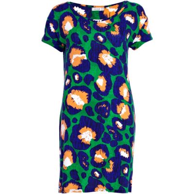 Green animal print t-shirt dress