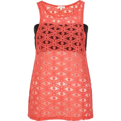 Coral lace bandeau vest