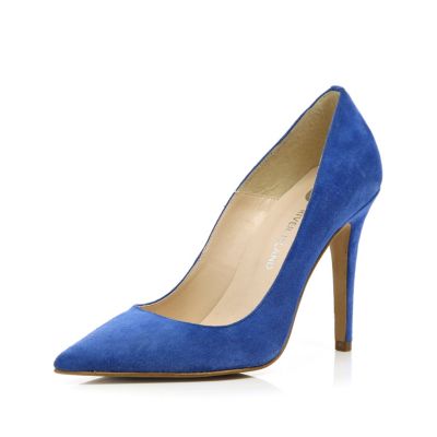 Bright blue pointed court shoes