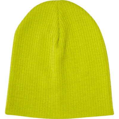 Lime ribbed knit beanie hat
