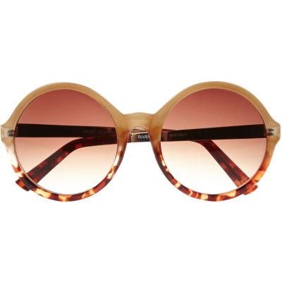 Cream tortoise shell ombre round sunglasses