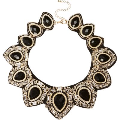 Black fabric backed statement necklace