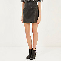 Black leather-look A line skirt