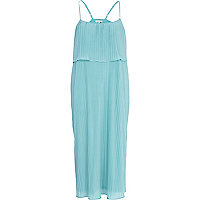 Light blue layered pleated slip dress