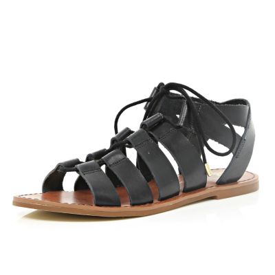 Black lace up gladiator sandals