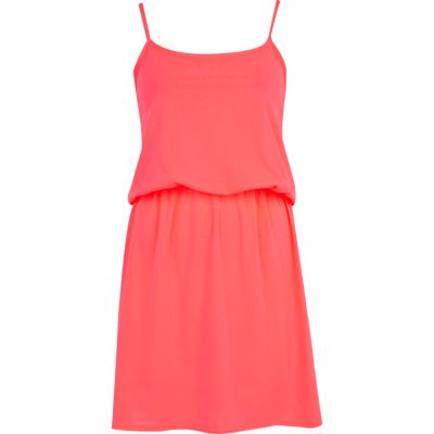 Pink waisted mini cami dress