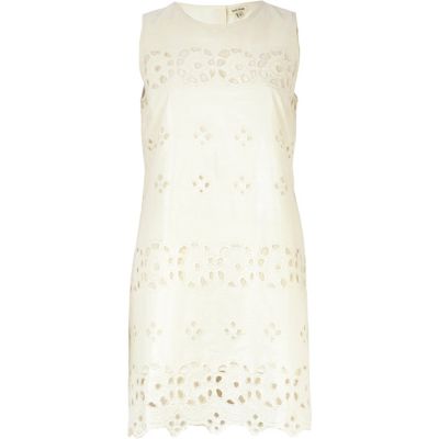 Cream embroidered shift dress