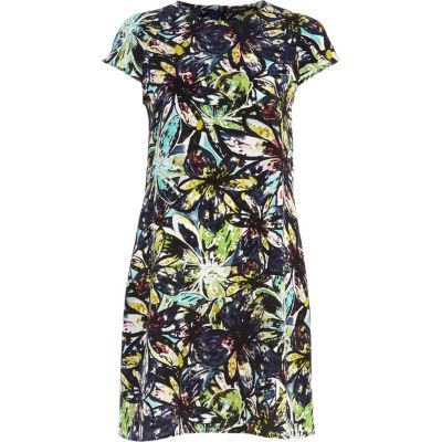 Black floral swing dress