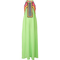 Green colour block maxi dress