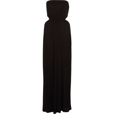 Black cut out side bandeau maxi dress