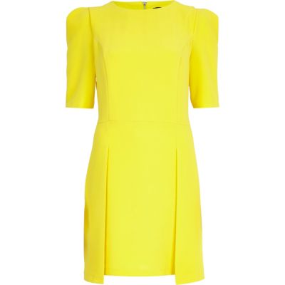 Yellow stepped hem shift dress