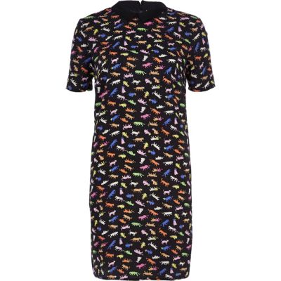 Black Chelsea Girl safari print shift dress